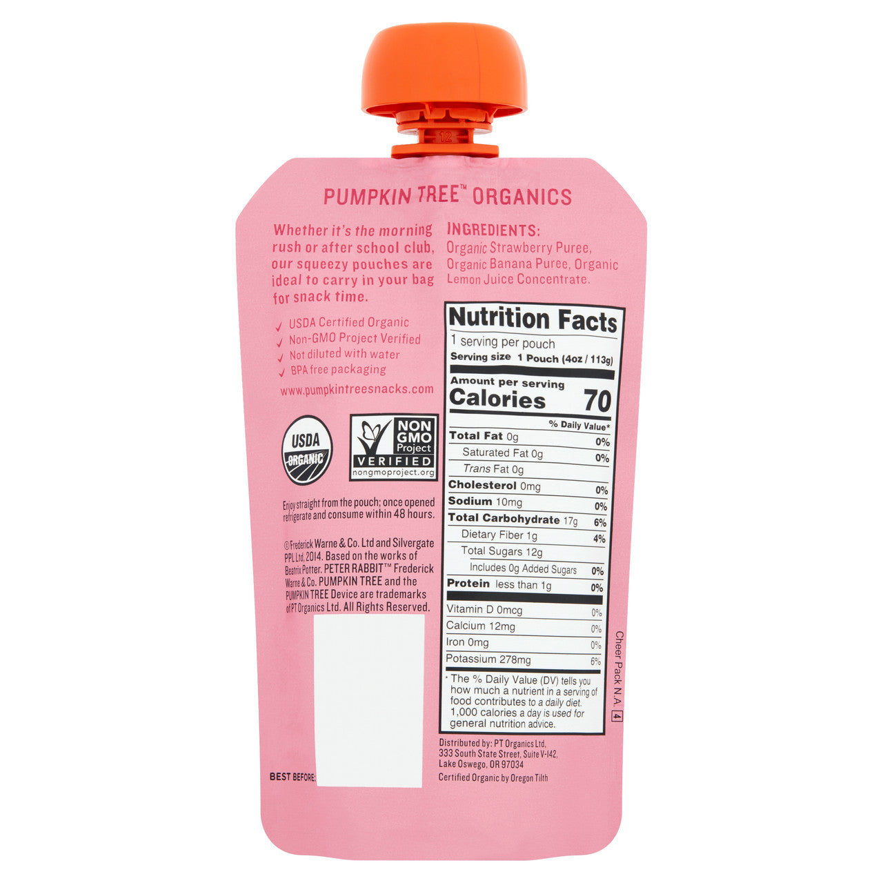 Peter Rabbit Organics Organic Fruit Snack 100% Pure Strawberry And Banana (10x4Oz)
